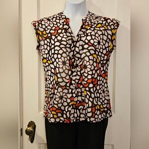 Worthington White, Black & Orange Women's Top - Size Large